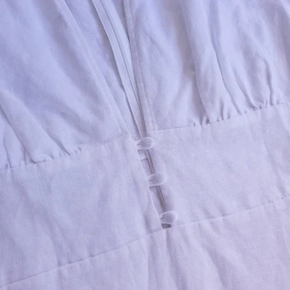 Reformation Simi Linen Minimilist Puff Sleeve Mini Dress - Picture 8 of 16